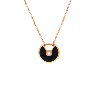Cartier Amulette de Cartier Pendant Necklace 18K Rose Gold with Onyx and Diamond XS