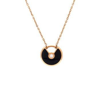 Cartier Amulette de Cartier Pendant Necklace 18K Rose Gold with Onyx and Diamond XS