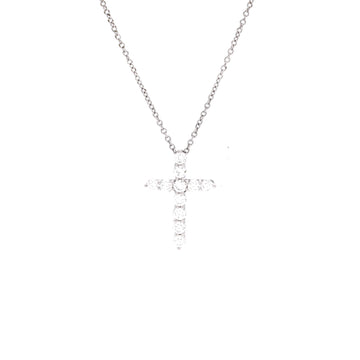 Tiffany & Co. Cross Pendant Necklace Platinum and Diamonds Small