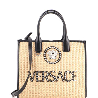Versace La Vacanza Medusa Logo Tote Raffia Small