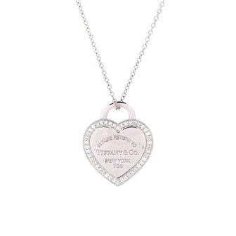 Tiffany & Co. Return to Tiffany Heart Pendant Necklace 18K White Gold with Diamonds