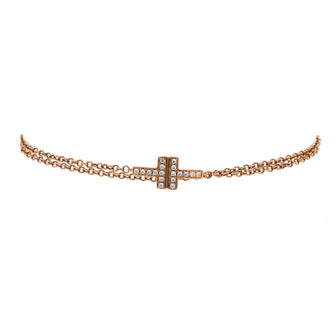 Tiffany & Co. T Double Chain Bracelet 18K Rose Gold and Diamonds Medium
