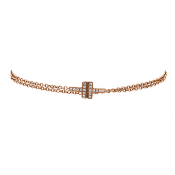 Tiffany & Co. T Double Chain Bracelet 18K Rose Gold and Diamonds Medium
