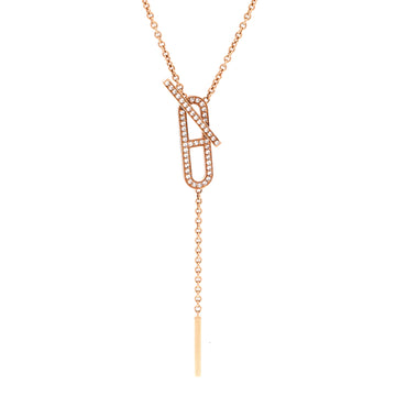 Hermes Ever Chaine d'Ancre Lariat Necklace 18K Rose Gold with Diamonds Small