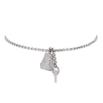 Hermes Kelly Clochette Chain Bracelet 18K White Gold with Pave Diamonds Small