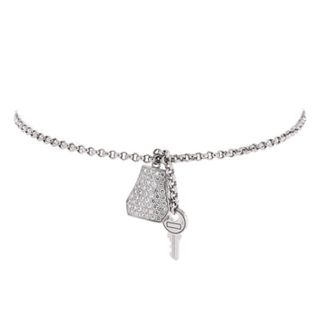 Hermes Kelly Clochette Chain Bracelet 18K White Gold with Pave Diamonds Small