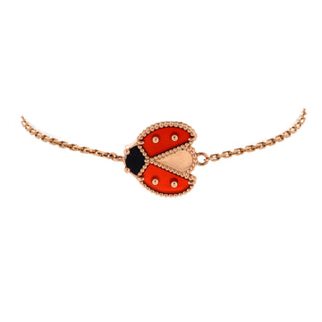 Van Cleef & Arpels Lucky Spring Open Wings Ladybug Bracelet 18K Rose Gold with Carnelian and Onyx