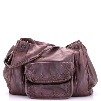 Bottega Veneta Scarabee Multi Pocket Drawstring Shoulder Bag Leather with Intrecciato Detail
