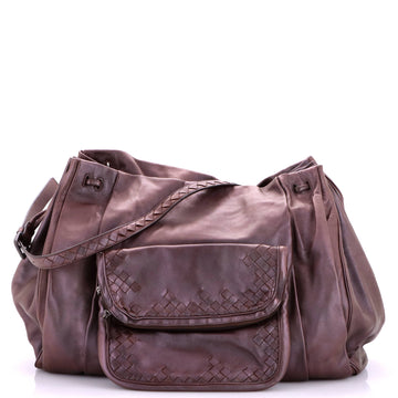 Bottega Veneta Scarabee Multi Pocket Drawstring Shoulder Bag Leather with Intrecciato Detail