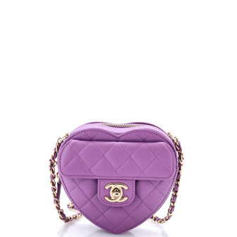 Chanel CC in Love Heart Clutch with Chain Quilted Lambskin