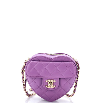 Chanel CC in Love Heart Clutch with Chain Quilted Lambskin