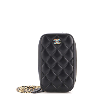 Chanel Zip Around Phone Case with Chain Quilted Lambskin with Enamel