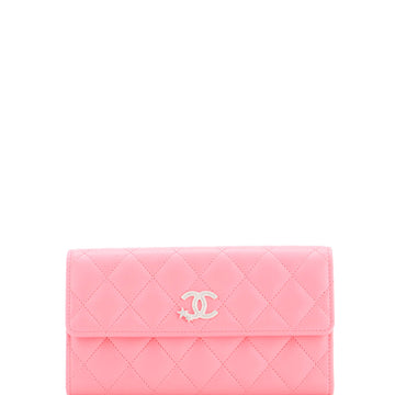 Chanel CC Stars Flap Wallet Quilted Lambskin Long