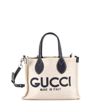 Gucci Logo Shopper Tote Printed Canvas Small