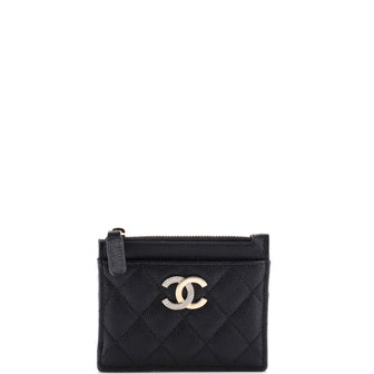 Chanel Crystal CC Card Holder Quilted Caviar