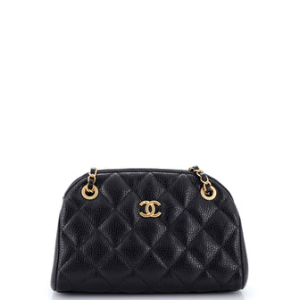 Chanel CC Compartment Chain Bowler Bag Quilted Caviar Small
