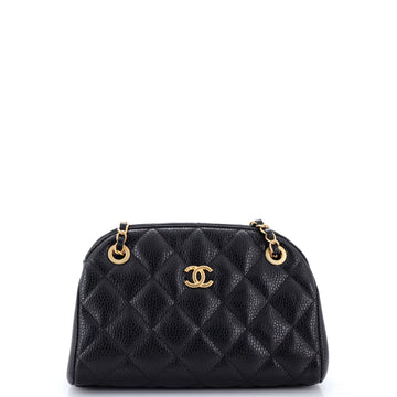 Chanel CC Compartment Chain Bowler Bag Quilted Caviar Small