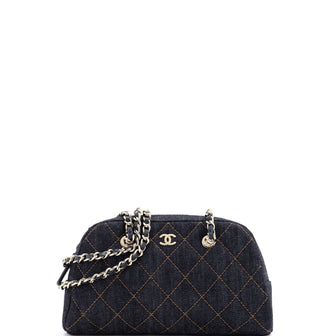Chanel Bowling Clutch with Chain Quilted Denim