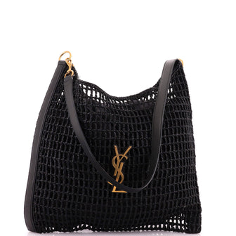 Saint Laurent Oxalis Shoulder Bag Raffia Crochet with Leather