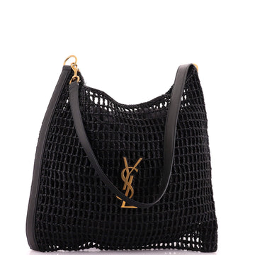 Saint Laurent Oxalis Shoulder Bag Raffia Crochet with Leather