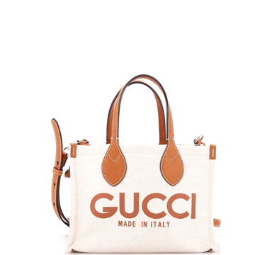 Gucci Logo Shopper Tote Printed Canvas Small