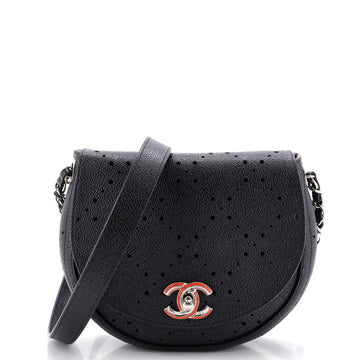 Chanel Saddle Bag Perforated Caviar