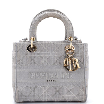 Christian Dior Lady D-Lite Bag Cannage Embroidered Canvas Medium