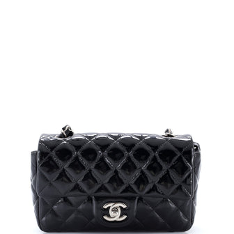 Chanel Classic Single Flap Bag Quilted Patent Mini