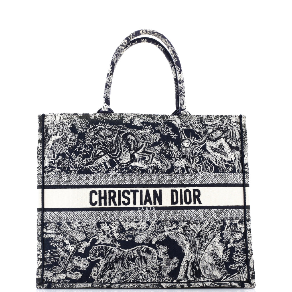 ディオール DIOR BAG Christian Dior Book Tote Embroidered Canvas Large Blue 4464891