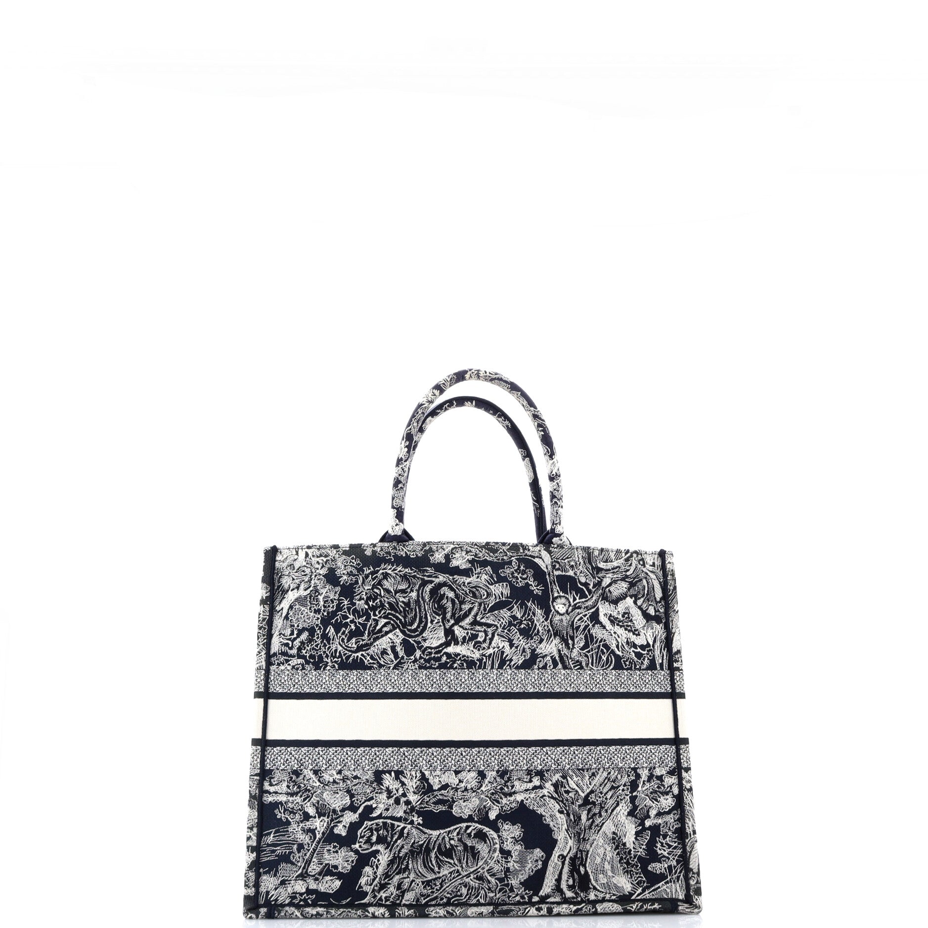 Christian Dior Book Tote Embroidered Canvas Large Blue 4464891