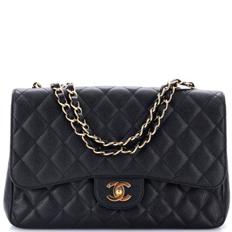 Chanel Classic Single Flap Bag Quilted Caviar Jumbo