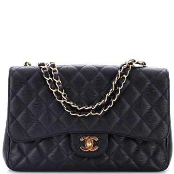 Chanel Classic Single Flap Bag Quilted Caviar Jumbo