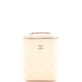 Chanel Vertical Classic Vanity Case with Chain Quilted Caviar Small