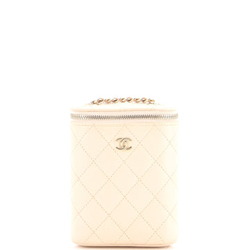 Chanel Vertical Classic Vanity Case with Chain Quilted Caviar Small