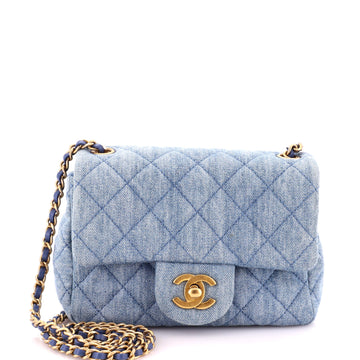 Chanel Pearl Crush Square Flap Bag Quilted Denim Mini
