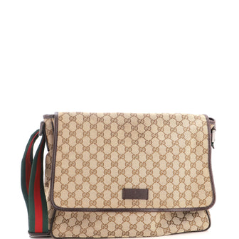 Gucci Web Strap Flap Messenger GG Canvas Medium