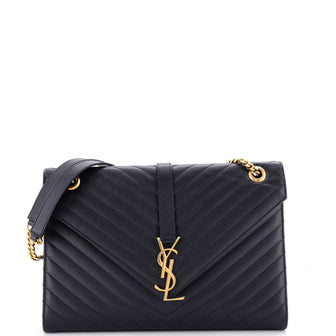 Saint Laurent Classic Monogram Envelope Satchel Matelasse Chevron Leather Large