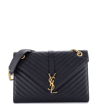 Saint Laurent Classic Monogram Envelope Satchel Matelasse Chevron Leather Large