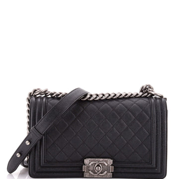 Chanel Boy Flap Bag Quilted Caviar Old Medium