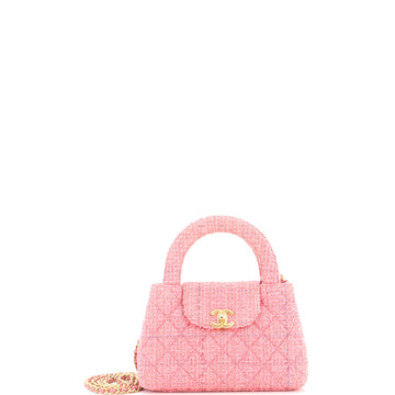Chanel Kelly Top Handle Shopping Bag Quilted Tweed Mini