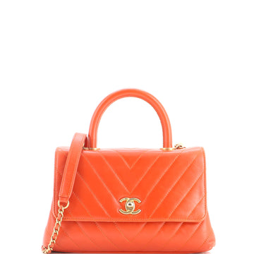 Chanel Coco Top Handle Bag Chevron Calfskin Mini