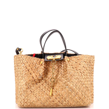 Valentino Garavani VLogo Escape Tote Straw Medium