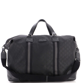 Gucci Convertible Web Duffle Bag GG Nylon with Leather Large