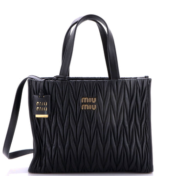 Miu Miu Convertible Logo Open Tote Matelasse Leather