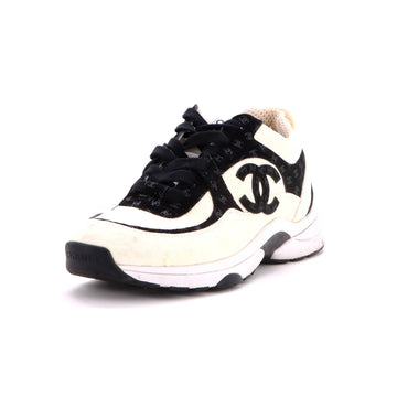 Chanel Women's CC All Over Print Low-Top Sneakers Suede