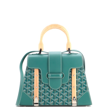 Goyard Saigon Top Handle Bag Coated Canvas with Leather PM