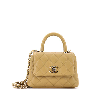 Chanel Coco Top Handle Clutch with Chain Quilted Caviar Mini