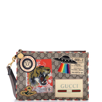 Gucci Courrier Pouch GG Coated Canvas with Applique