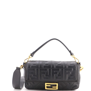 Fendi Baguette NM Bag Zucca Embossed Leather Medium