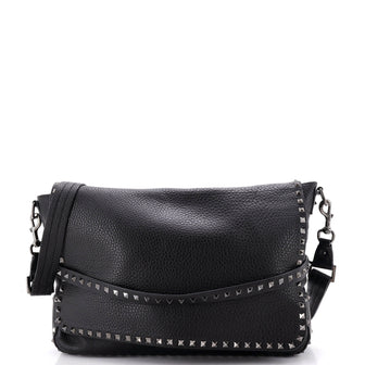 Valentino Garavani Rockstud Flap Messenger Bag Leather Large